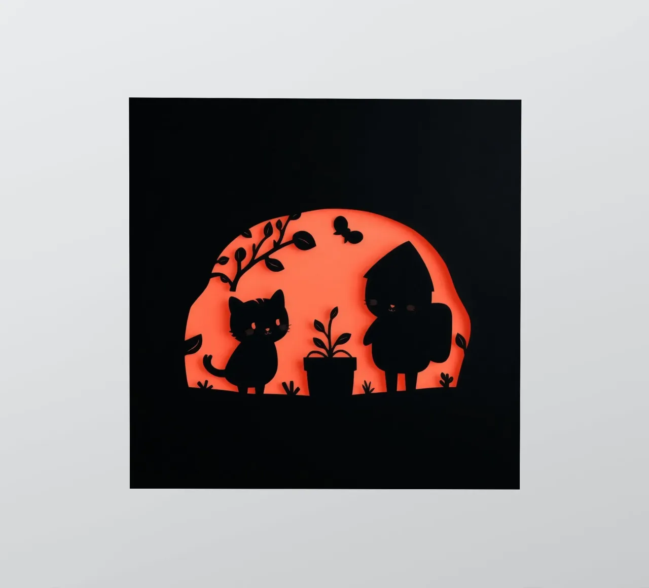 Silhouette of a character and a cat interacting sticker by DesignDoodle