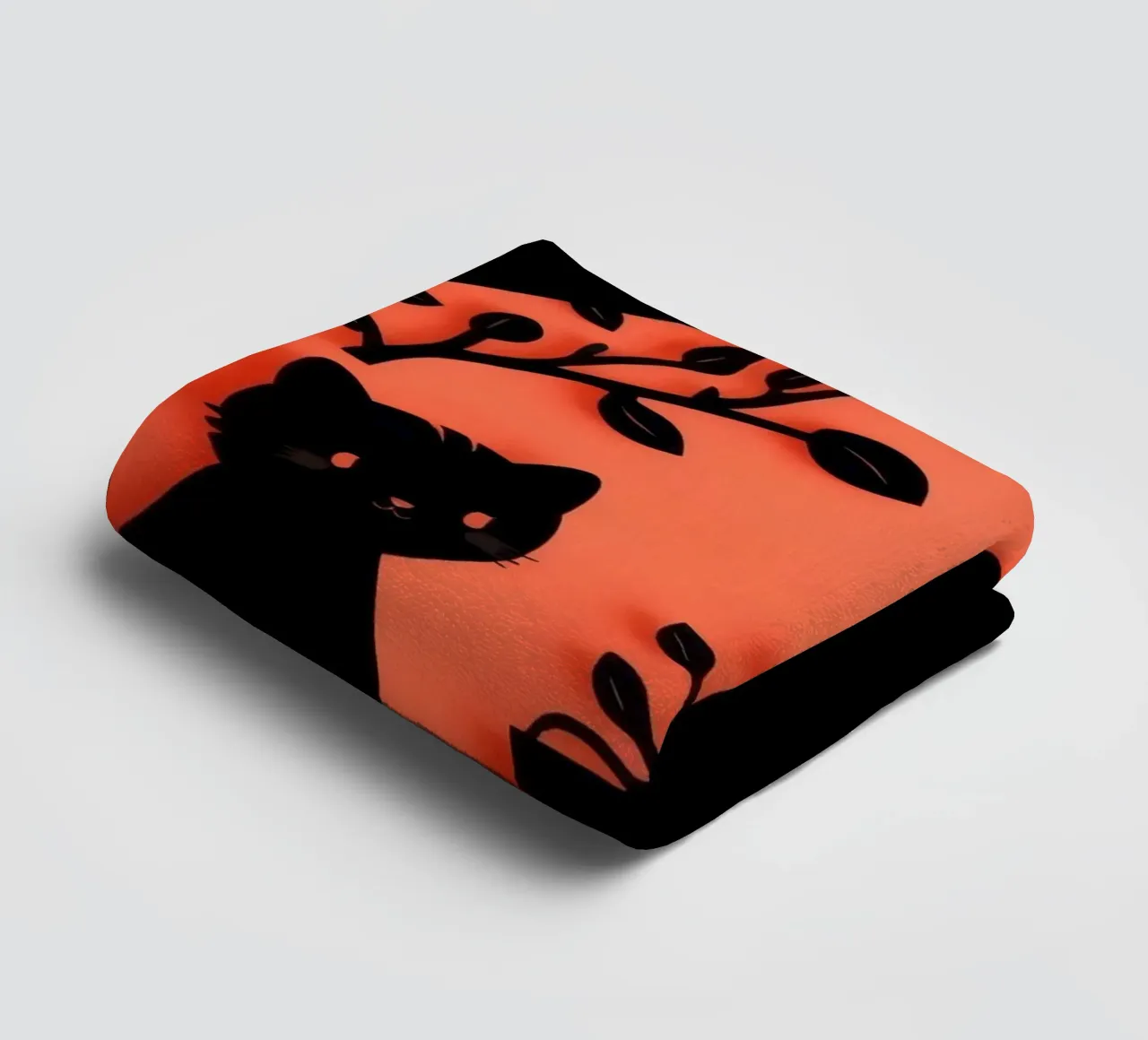 Silhouette of a character and a cat interacting towel by DesignDoodle