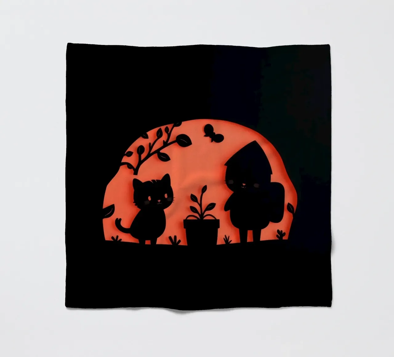 Silhouette of a character and a cat interacting fleece blanket by DesignDoodle