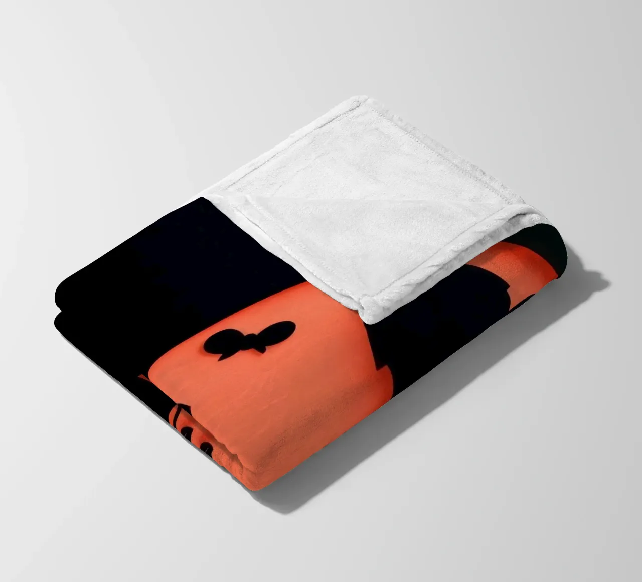 Silhouette of a character and a cat interacting fleece blanket by DesignDoodle