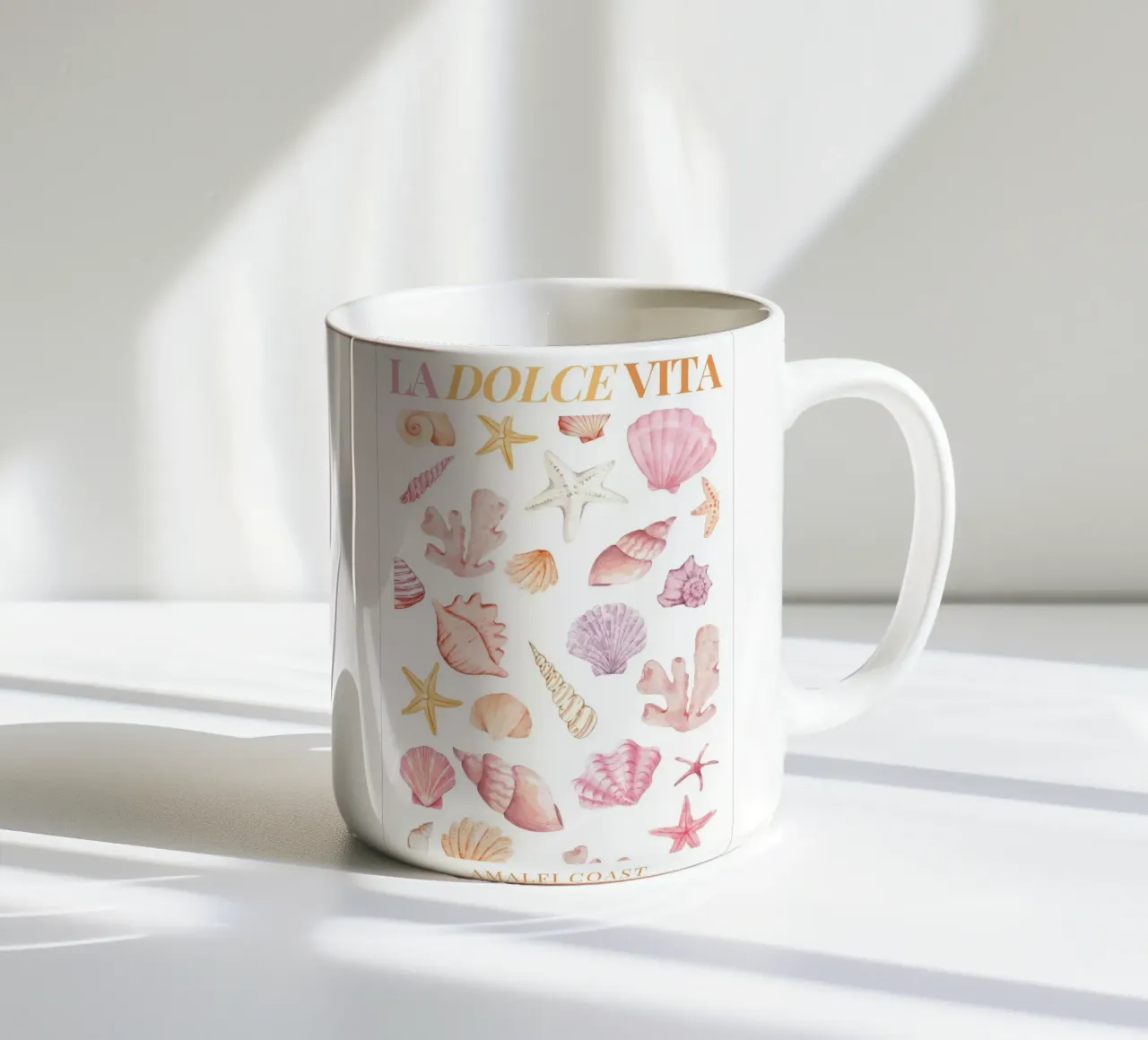 La Dolce Vita Sea Shell Print tazza in ceramica da Bella Studio