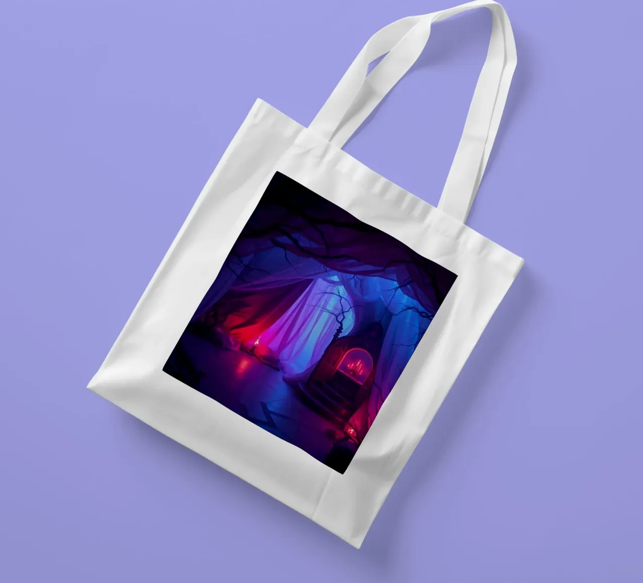 Intérieur sinistre avec lumière tamisée et décor mystérieux tote bag de DesignDoodle
