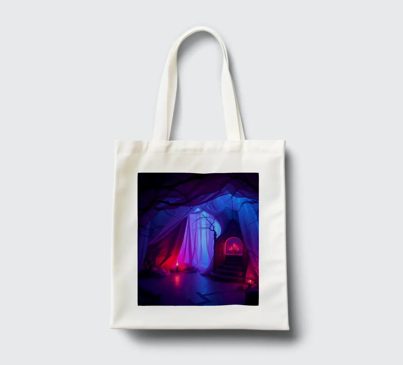 Intérieur sinistre avec lumière tamisée et décor mystérieux tote bag de DesignDoodle