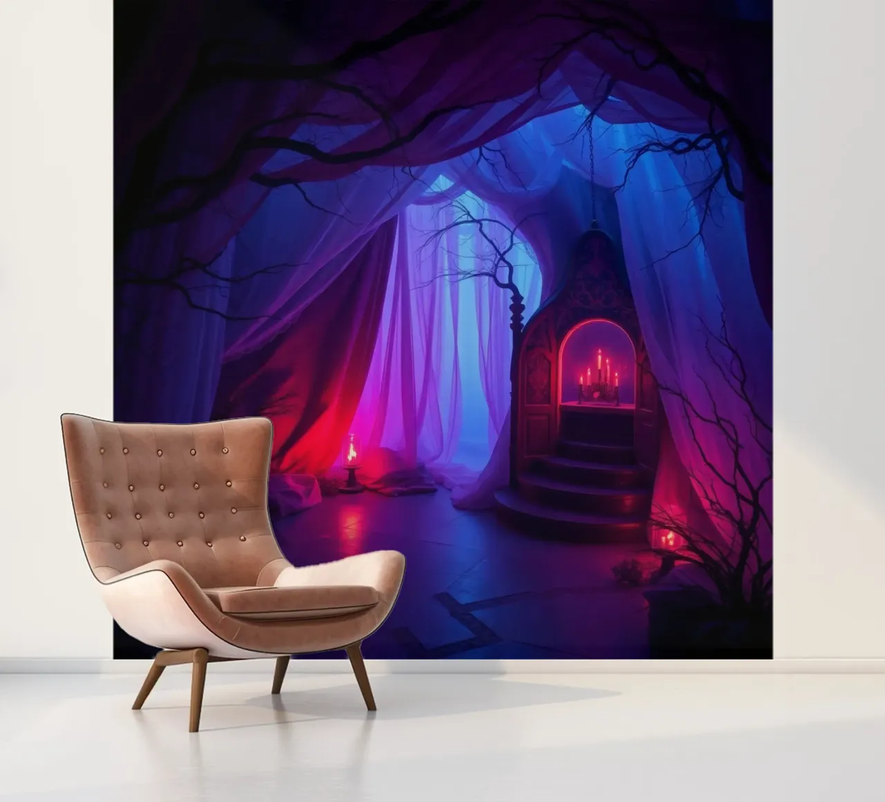 Eerie interior with soft lighting and mysterious decor photo wallpaper by DesignDoodle