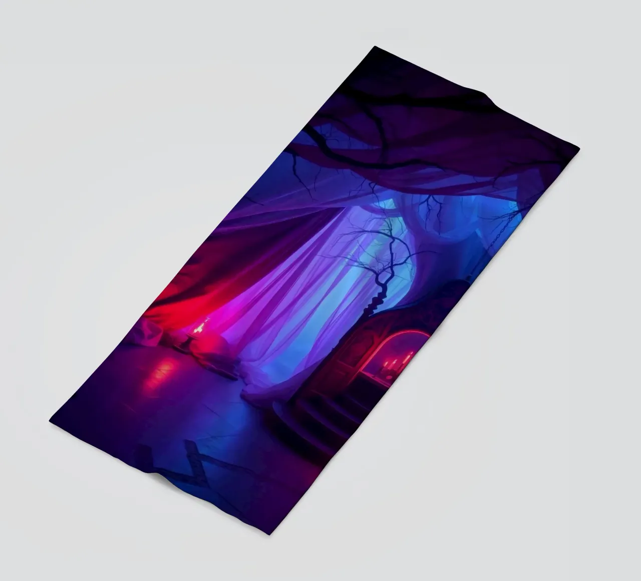 Interni inquietanti con luci soffuse e arredamento misterioso telo mare da DesignDoodle