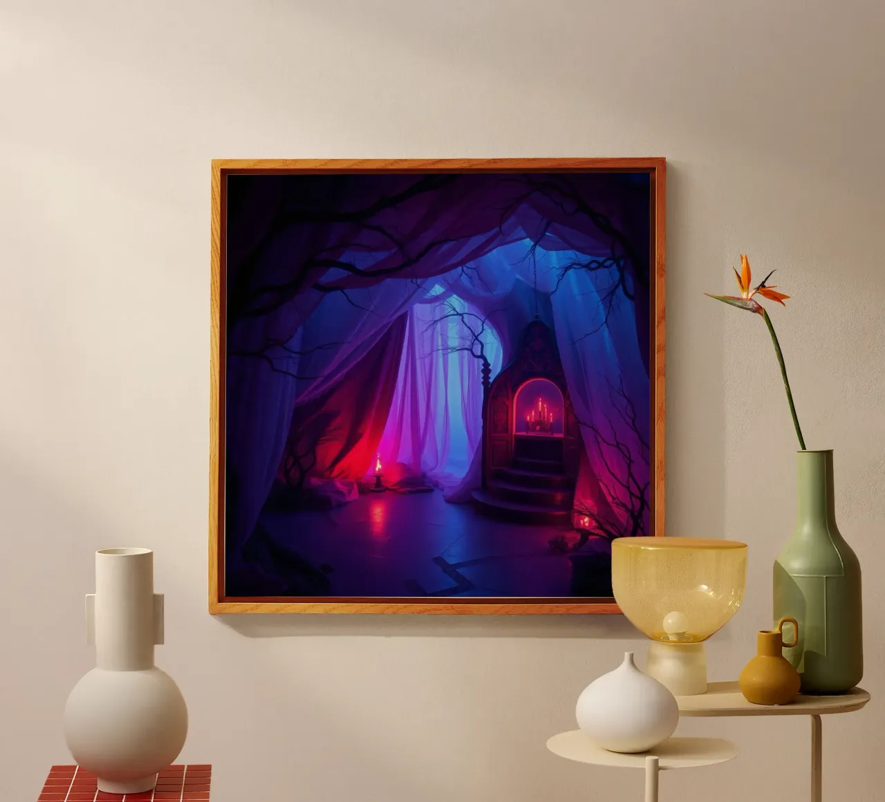 Interni inquietanti con luci soffuse e arredamento misterioso plexiglass da DesignDoodle