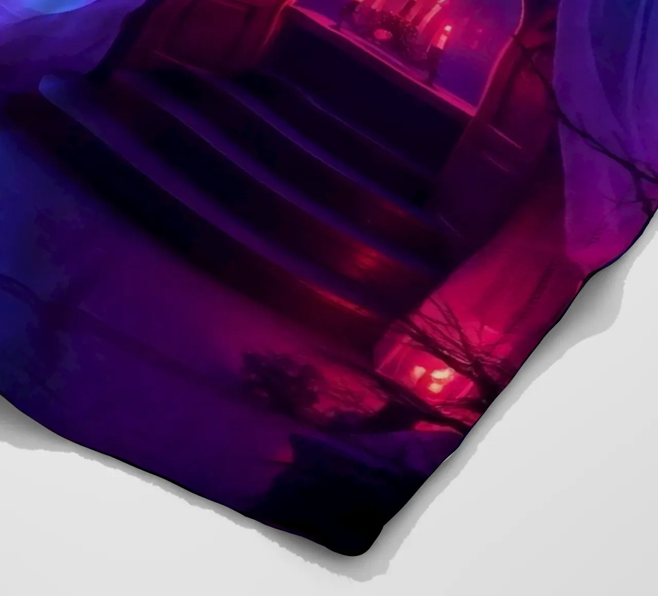 Interni inquietanti con luci soffuse e arredamento misterioso coperta in pile da DesignDoodle