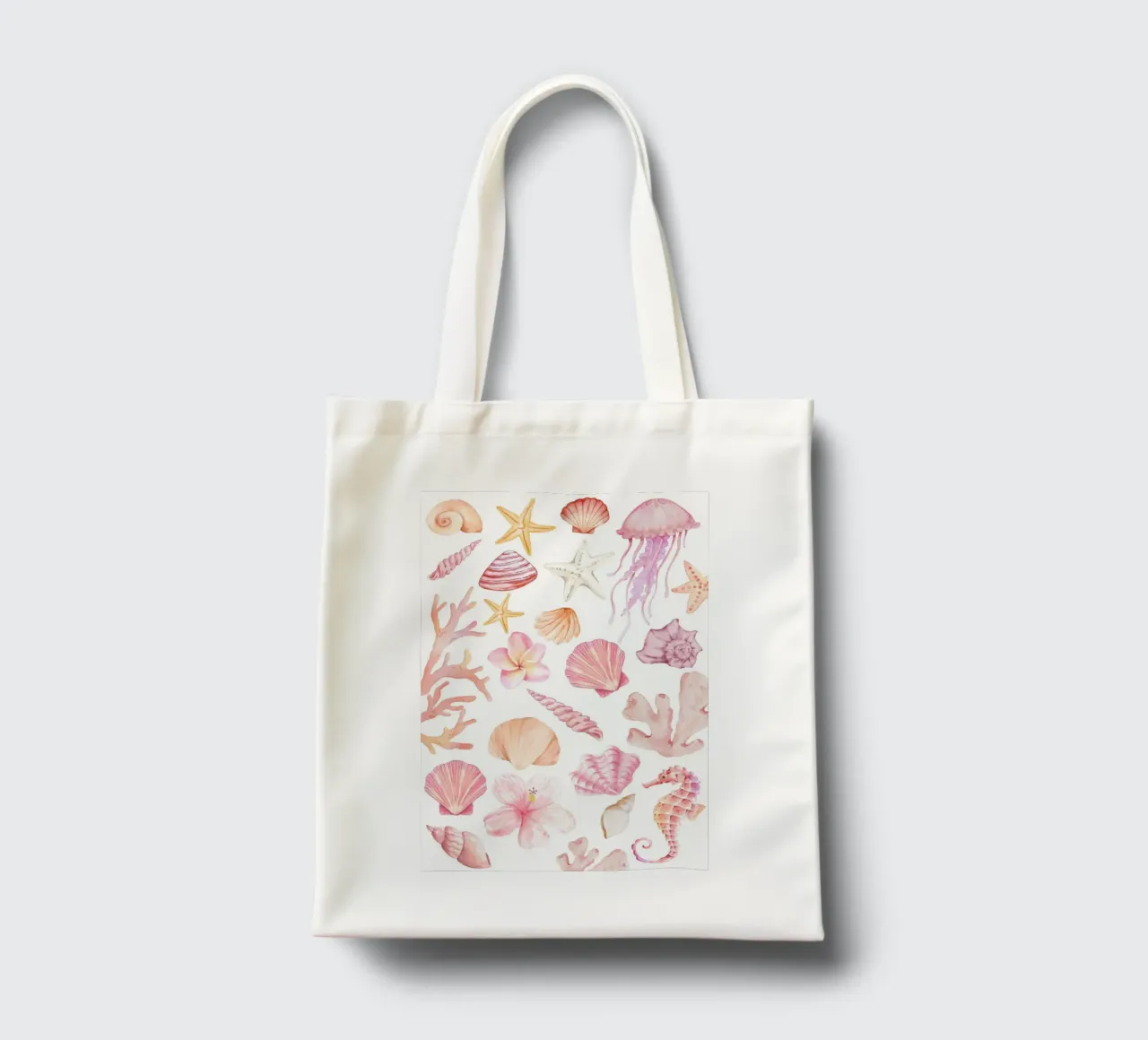 Muschel Druck, Pastell Unter dem Meer Kunst Jutebeutel von DolceVita