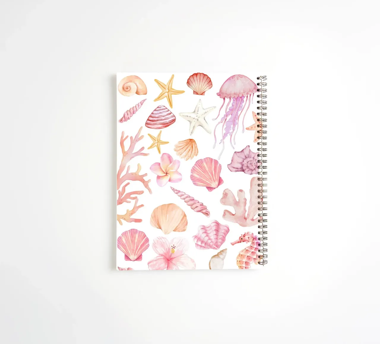 Sea Shell Print, Pastel Under the Sea Art spiral notebook by DolceVita