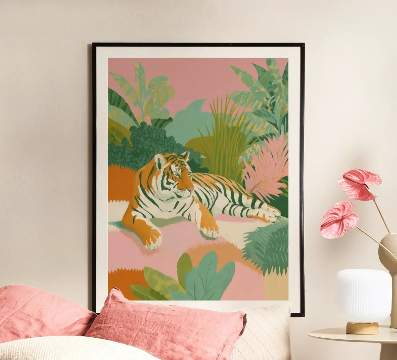 Lo splendore della tigre esotica poster con telaio in alluminio da Carinaprint