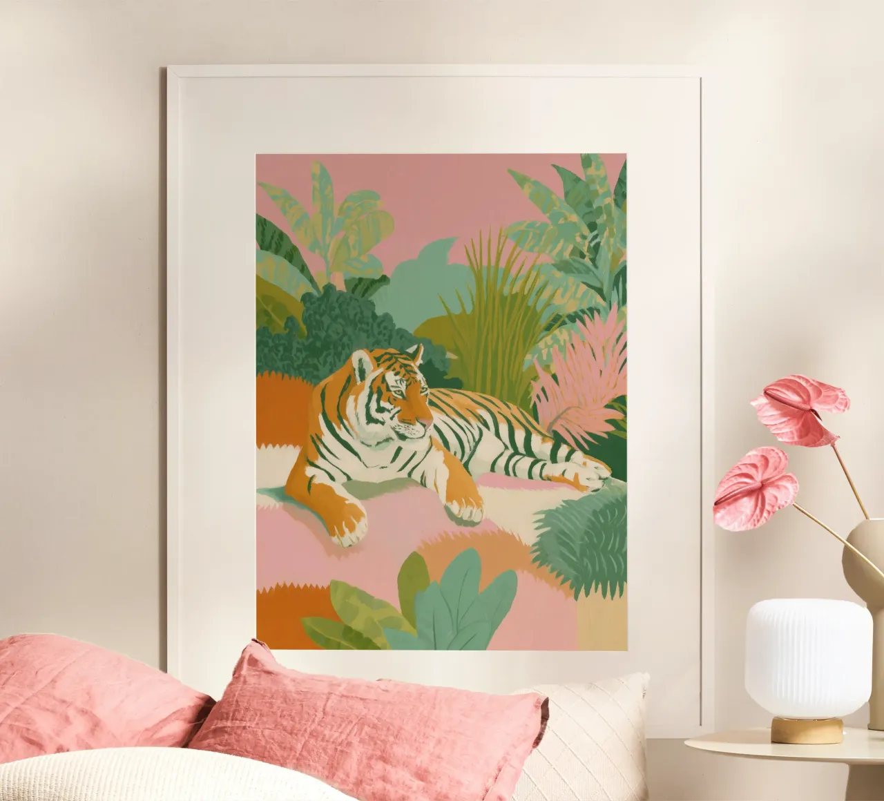 Lo splendore della tigre esotica poster con telaio in alluminio da Carinaprint