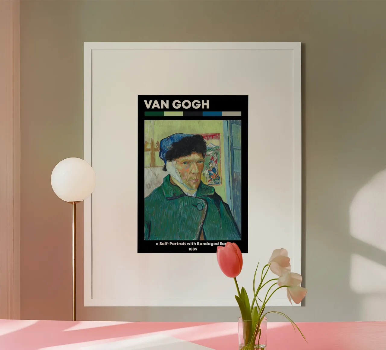 Van Gogh "Autoritratto con orecchio bendato" - Iconico post-Imp poster con telaio in plastica da NorwesClub