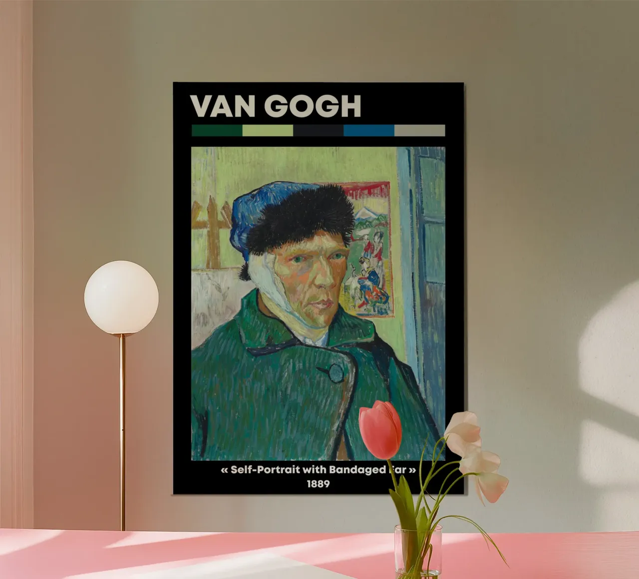 Van Gogh "Autoritratto con orecchio bendato" - Iconico post-Imp poster con telaio in plastica da NorwesClub