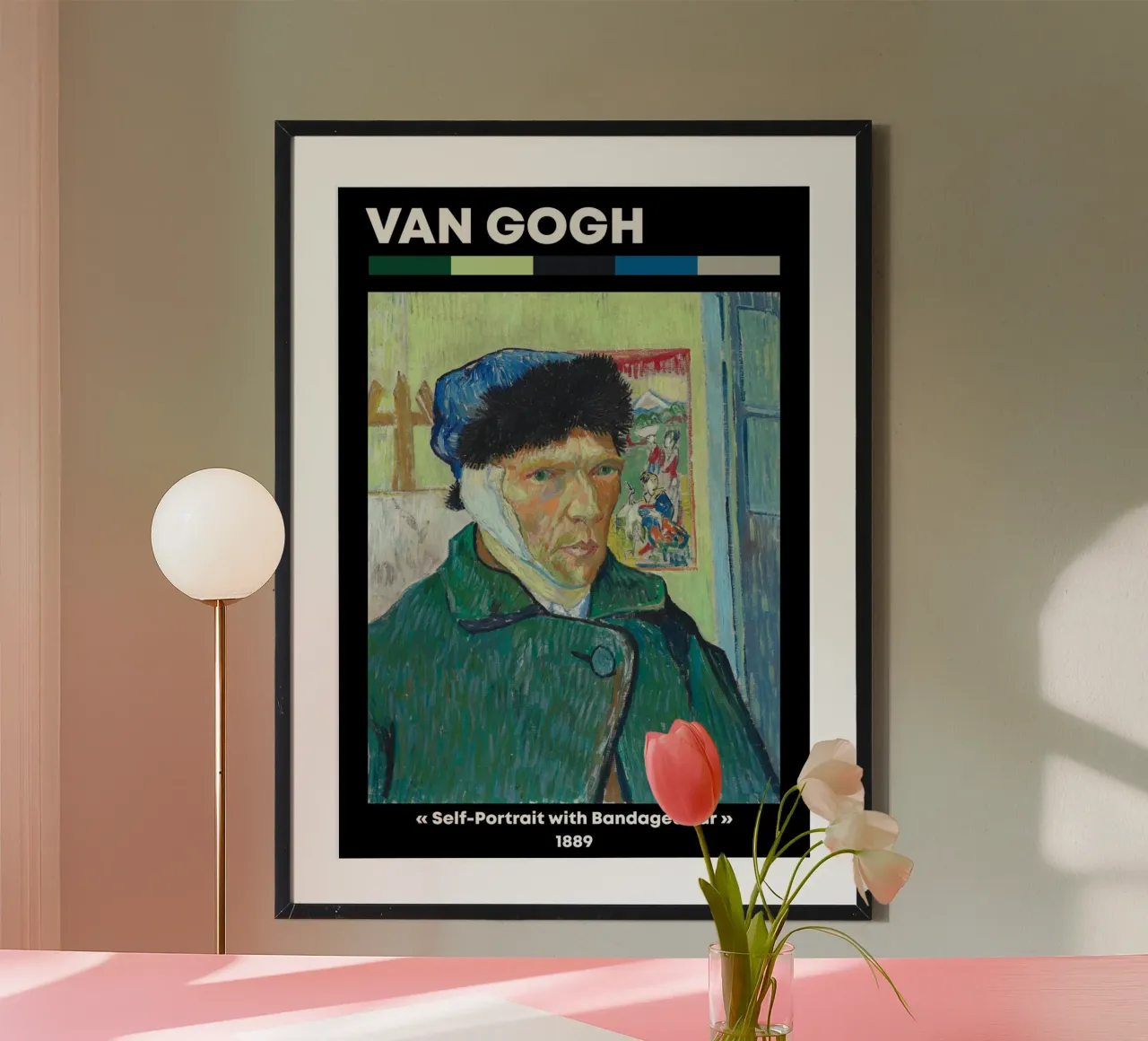 Van Gogh "Autoritratto con orecchio bendato" - Iconico post-Imp poster con telaio in plastica da NorwesClub