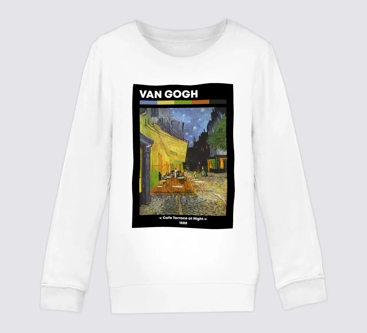 Van Gogh: Café Terrace at Night - Vibrant Post-Impressionist kids sweatshirt by NorwesClub