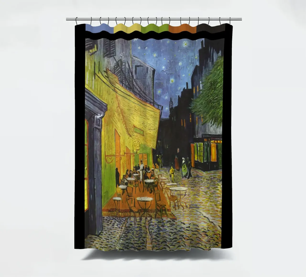 Van Gogh: Café Terrace at Night - Vibrant Post-Impressionist shower curtain by NorwesClub