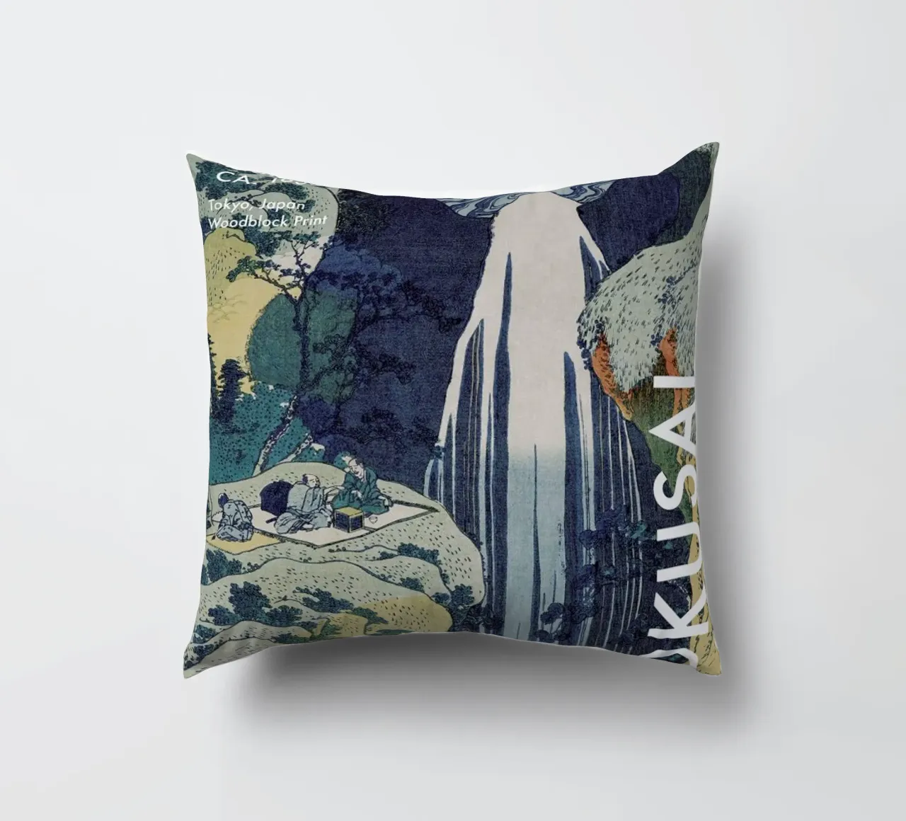 Hokusai - Amida Waterfall on the Kiso Highway cuscino da Vintage by JUNIQE