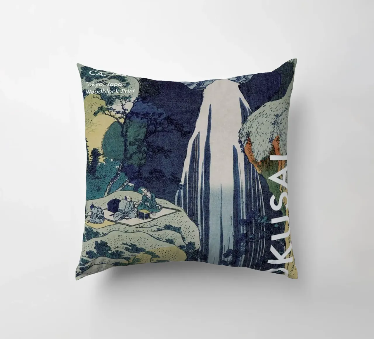 Hokusai - Amida Waterfall on the Kiso Highway cuscino da Vintage by JUNIQE