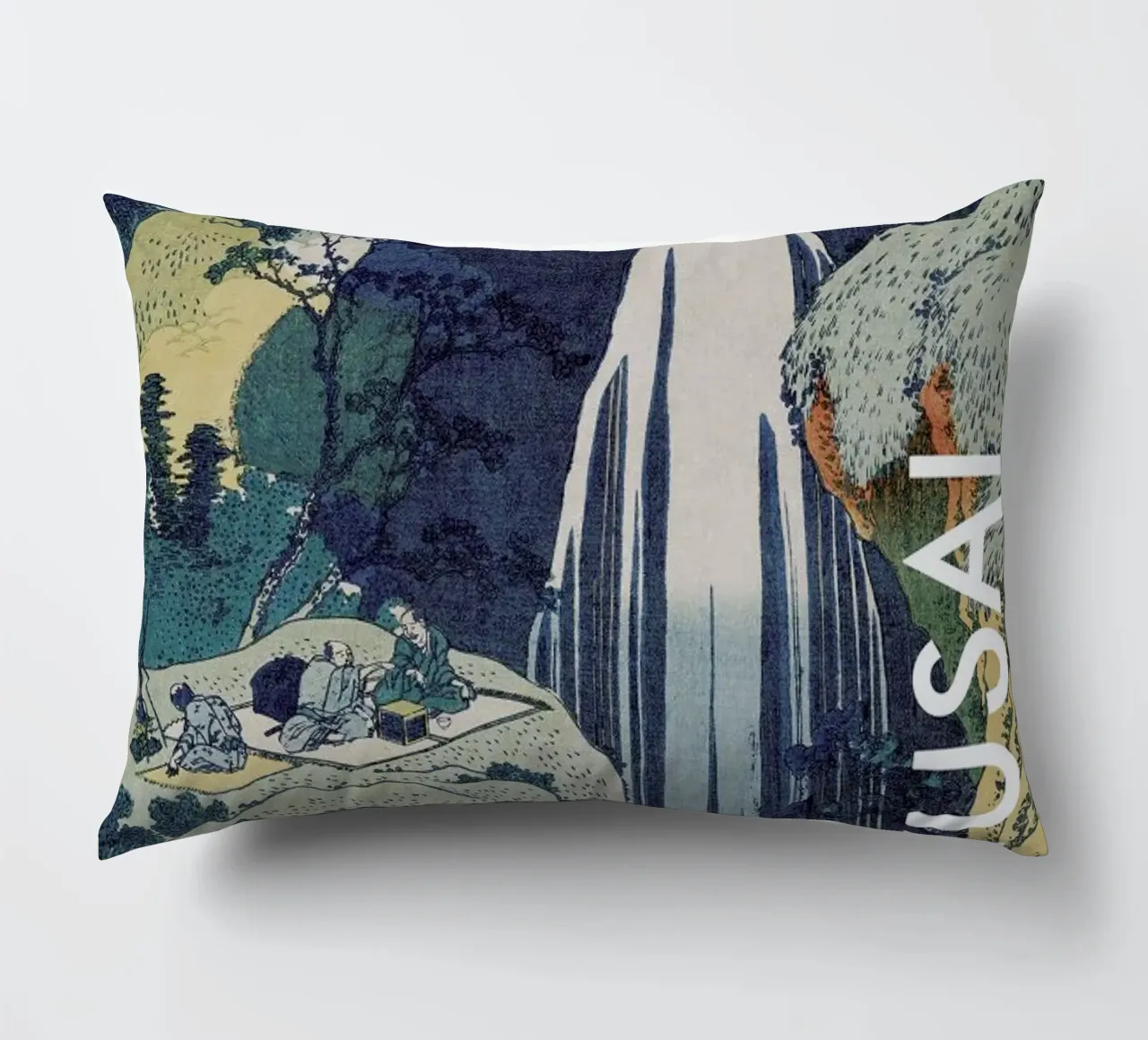 Hokusai - Amida Waterfall on the Kiso Highway cuscino da Vintage by JUNIQE