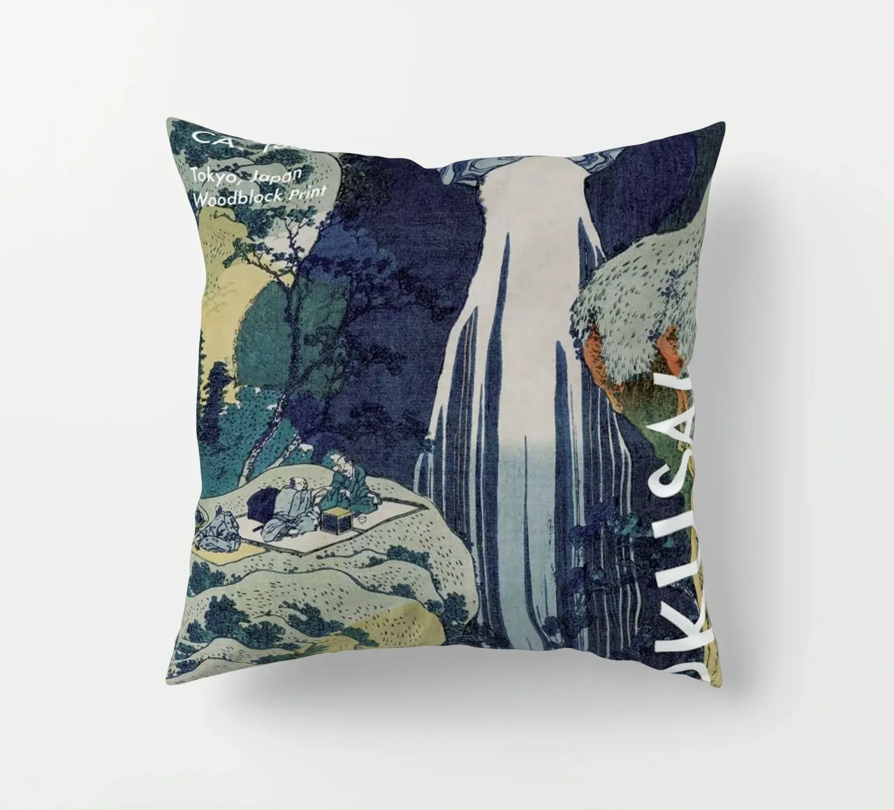 Hokusai - Amida Waterfall on the Kiso Highway cuscino da Vintage by JUNIQE