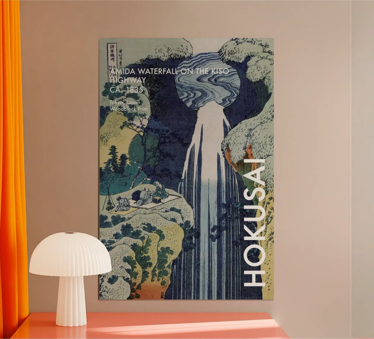 Hokusai - Amida Waterfall on the Kiso Highway carta hahnemühle da Vintage by JUNIQE