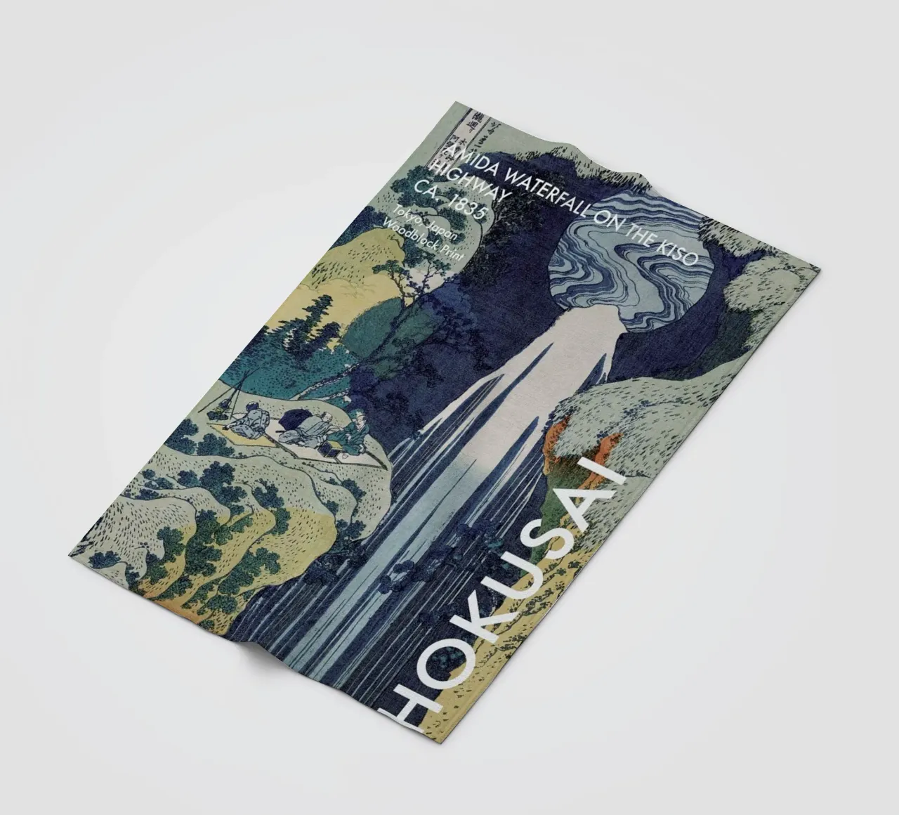 Hokusai - Amida Waterfall on the Kiso Highway coperta in pile da Vintage by JUNIQE