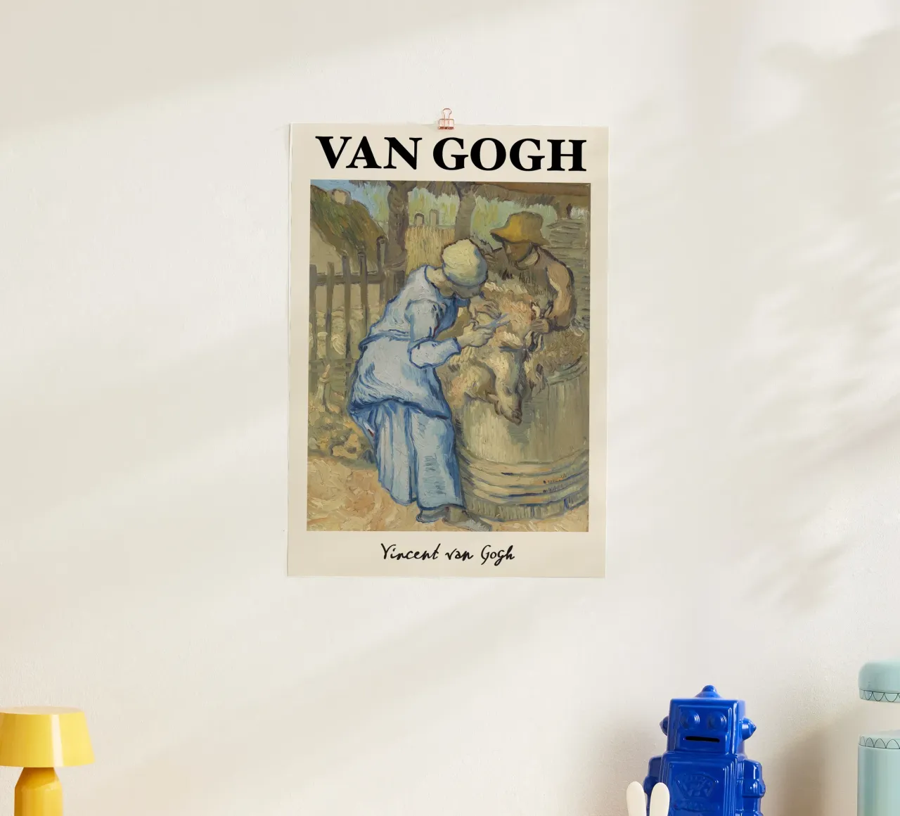 Van Gogh: Il tosatore di pecore - Vita rurale post-impressionista poster con telaio in plastica da NorwesClub