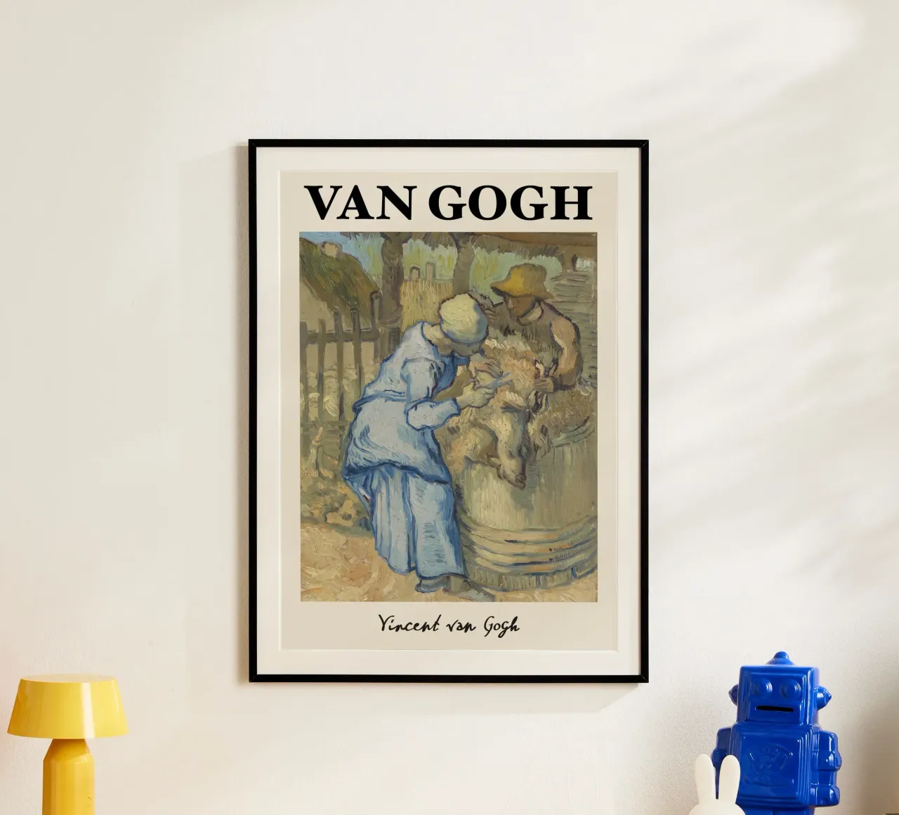 Van Gogh: Il tosatore di pecore - Vita rurale post-impressionista poster con telaio in plastica da NorwesClub