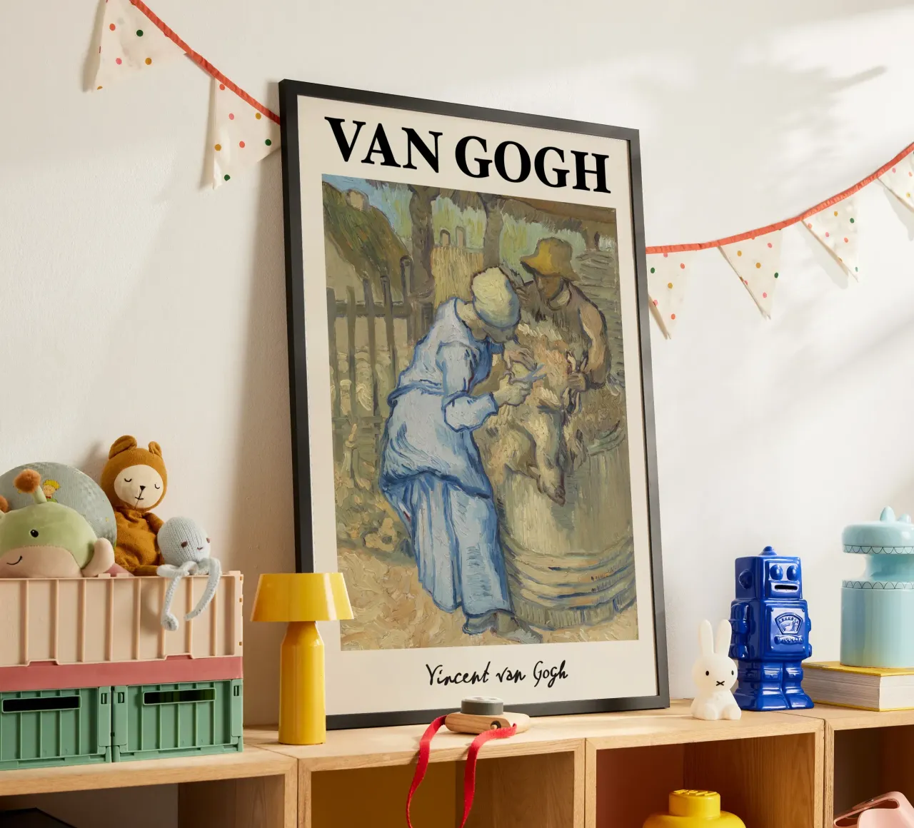 Van Gogh: Il tosatore di pecore - Vita rurale post-impressionista poster con telaio in plastica da NorwesClub