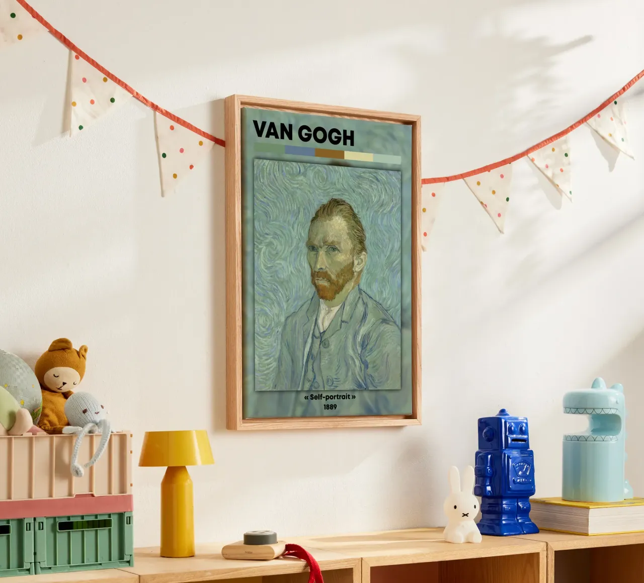 Van Gogh: Self-Portrait (1889) - Post-Impressionist Masterpi canvas with Floater frame by NorwesClub