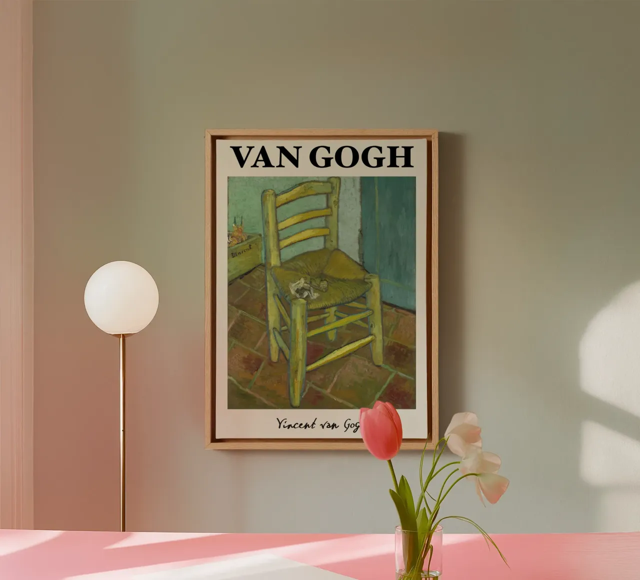 Van Gogh: Chair (1888) - Post-Impressionist Still Life, Rust canvas with Floater frame by NorwesClub