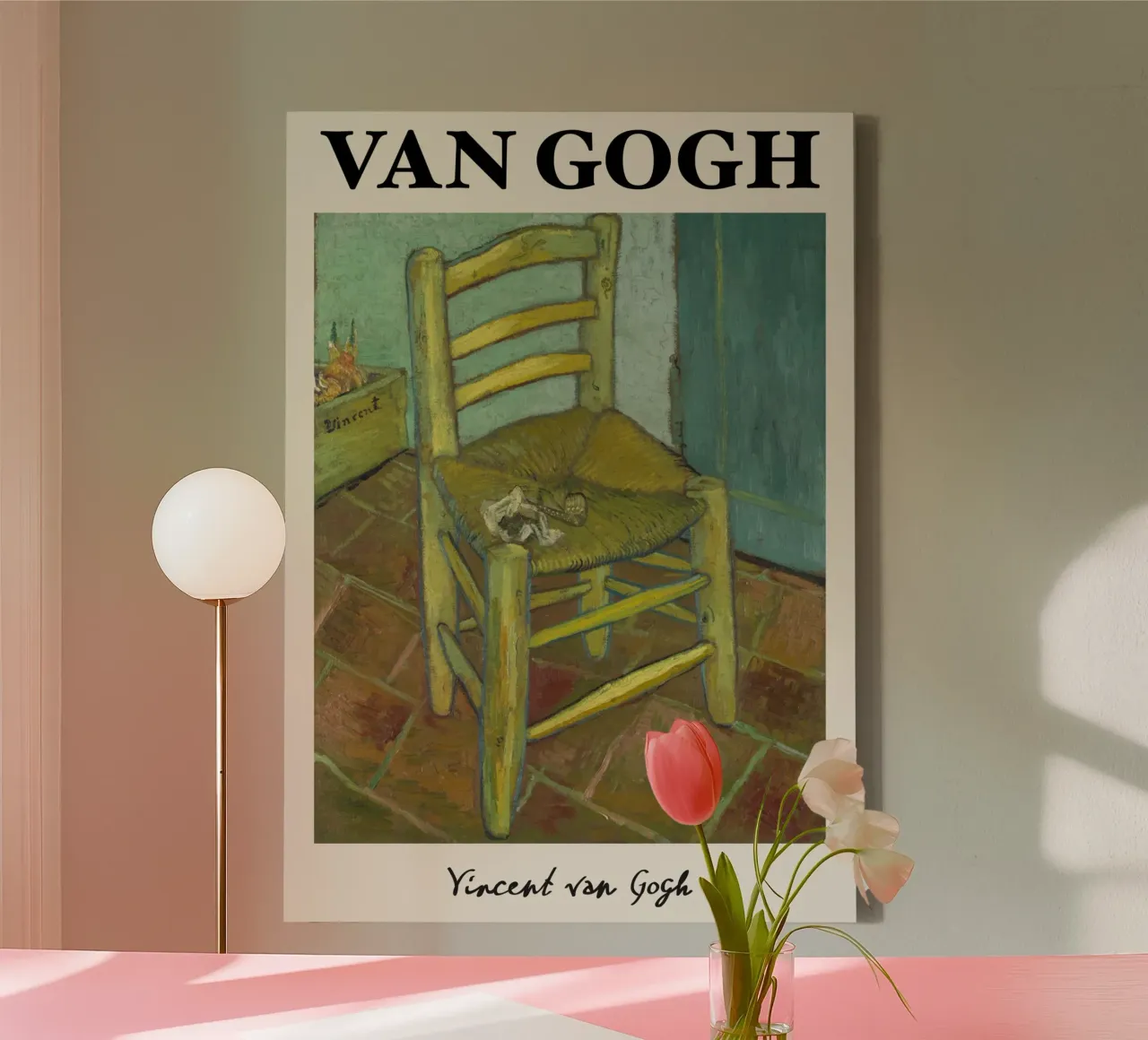 Van Gogh: Chair (1888) - Post-Impressionist Still Life, Rust canvas with Floater frame by NorwesClub