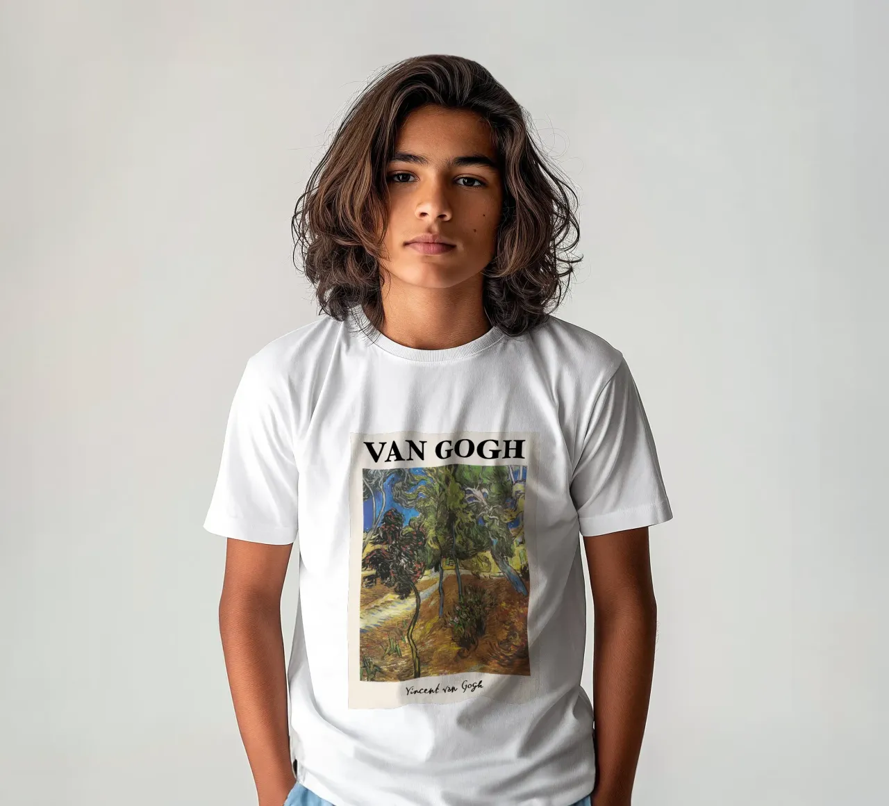 Van Gogh's "Trees in the Garden" - Post-Impressionism Art Pr kids t-shirt by NorwesClub