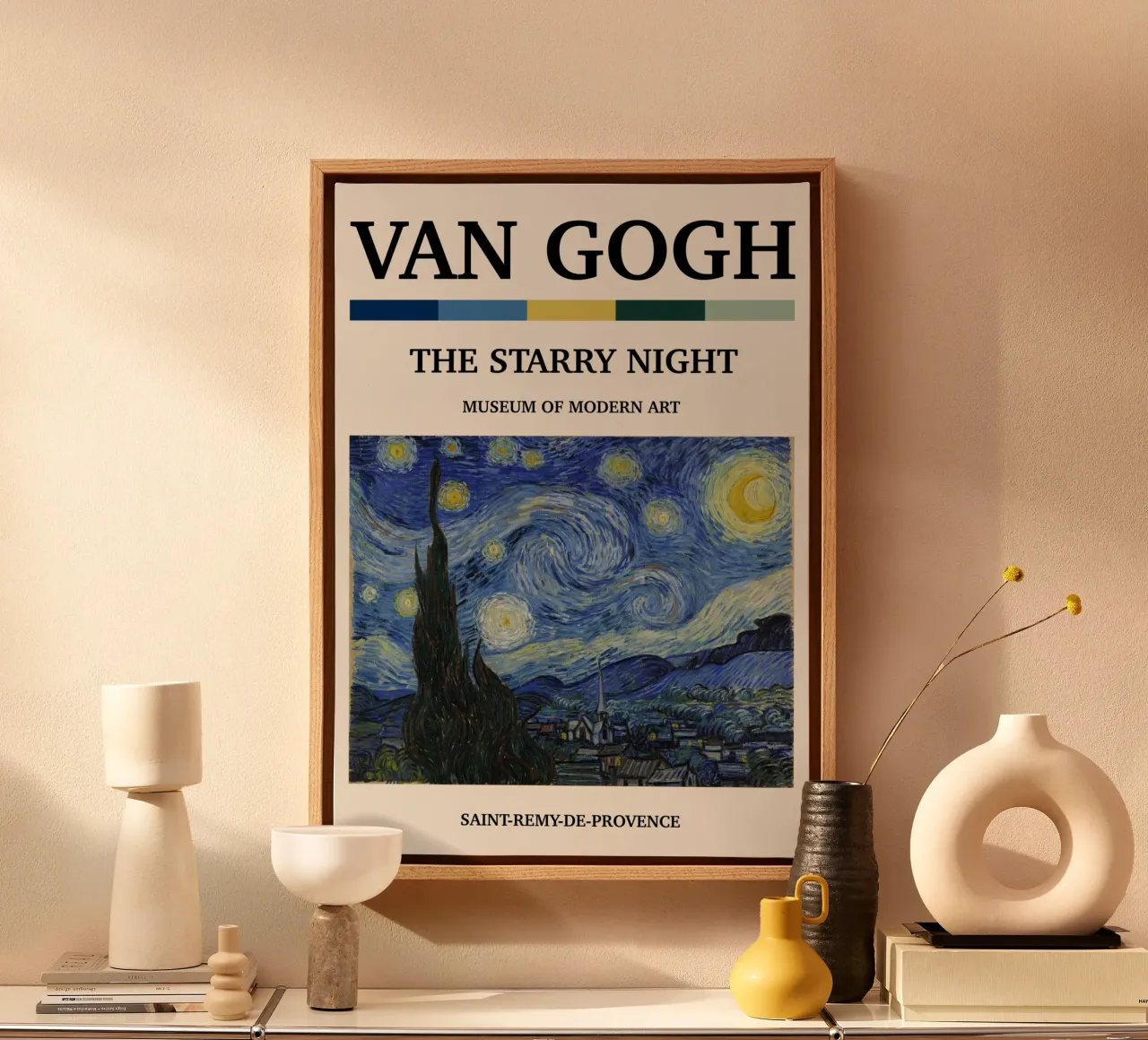 Van Gogh's "Starry Night" - Iconic Post-Impressionist Maste canvas with Floater frame by NorwesClub