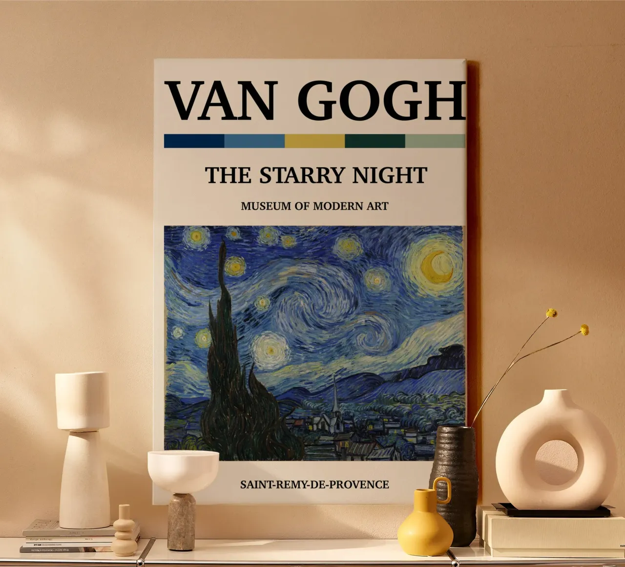 Van Gogh's "Starry Night" - Iconic Post-Impressionist Maste canvas with Floater frame by NorwesClub
