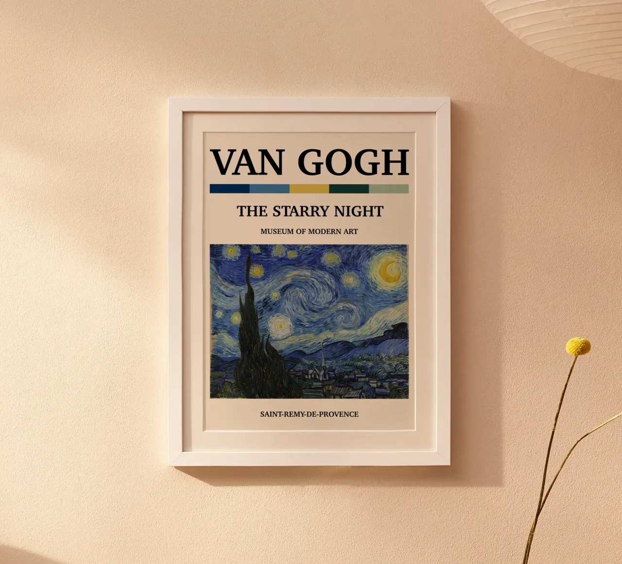 La "Notte stellata" di Van Gogh: iconica maschera post-impressionista poster con telaio in plastica da NorwesClub