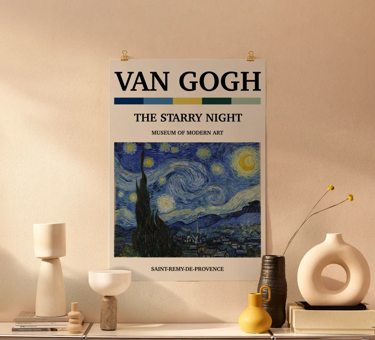 La "Notte stellata" di Van Gogh: iconica maschera post-impressionista poster con telaio in plastica da NorwesClub