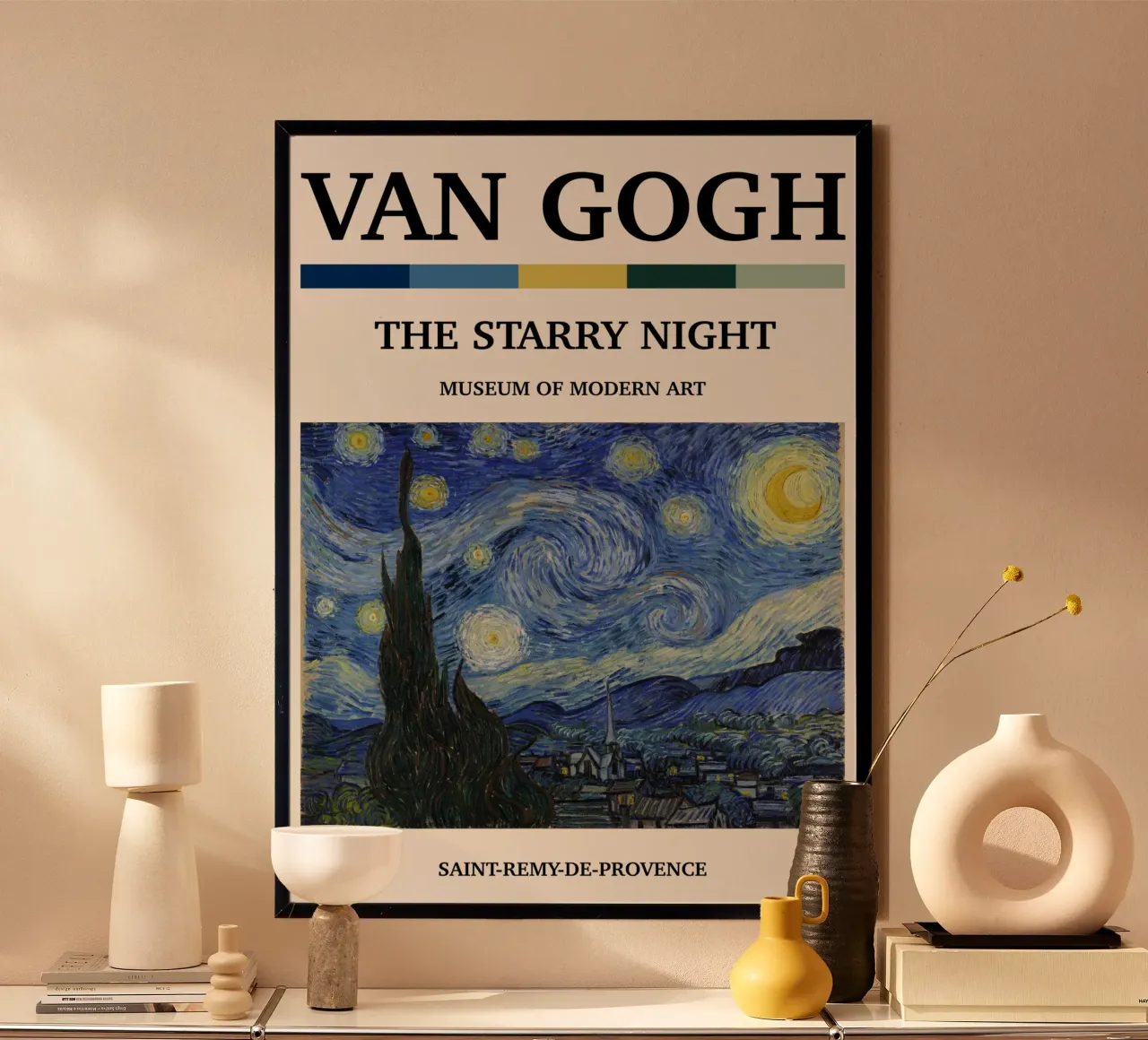 La "Notte stellata" di Van Gogh: iconica maschera post-impressionista poster con telaio in plastica da NorwesClub
