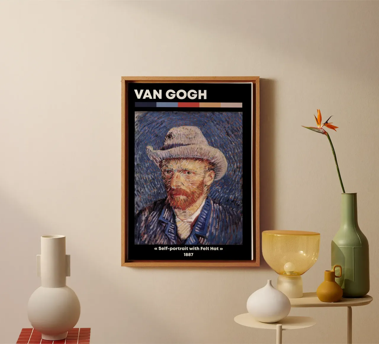 Van Gogh Self-Portrait (Felt Hat) - Post-Impressionist Maste canvas with Floater frame by NorwesClub