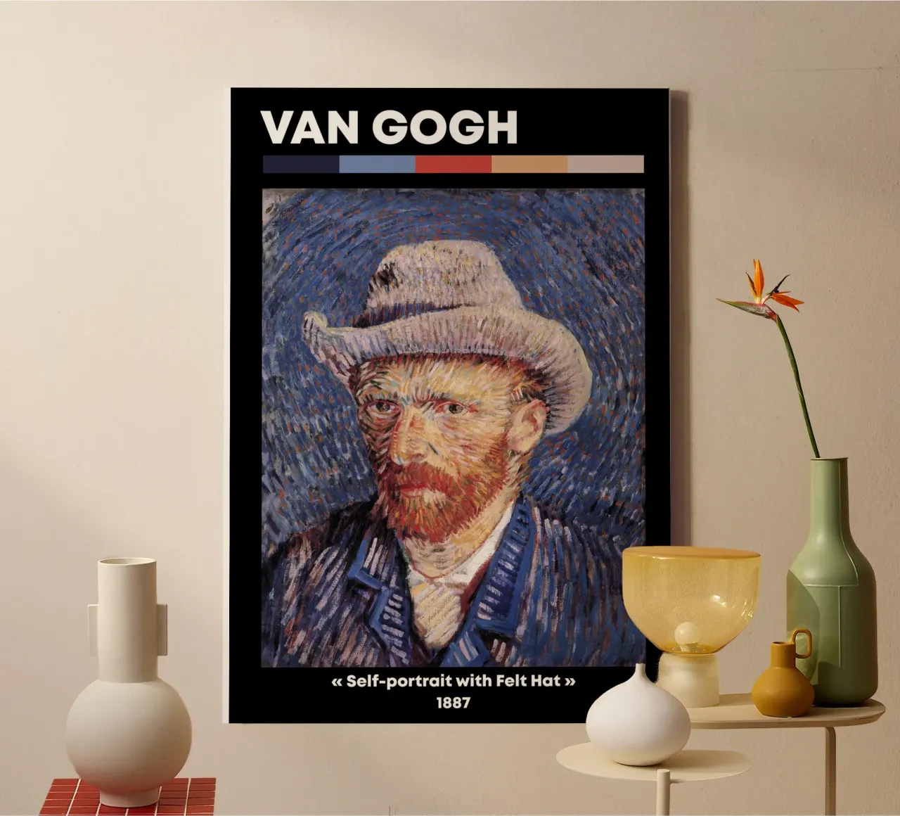 Van Gogh Self-Portrait (Felt Hat) - Post-Impressionist Maste canvas with Floater frame by NorwesClub