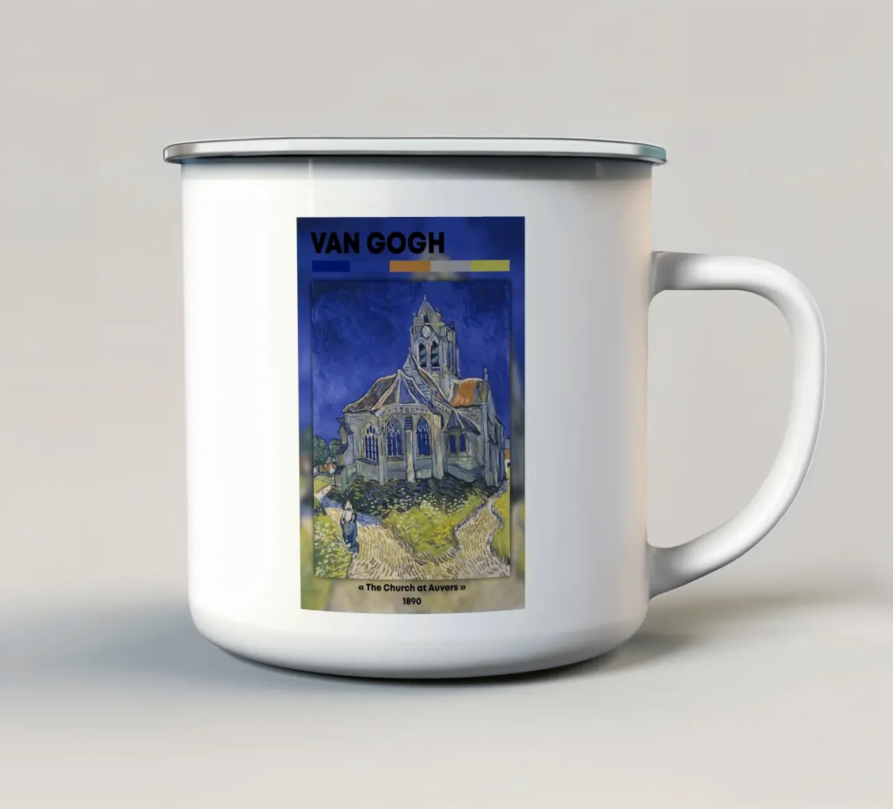 La "Chiesa di Auvers" di Van Gogh: un punto di riferimento del post-impressionismo tazza in smalto da NorwesClub