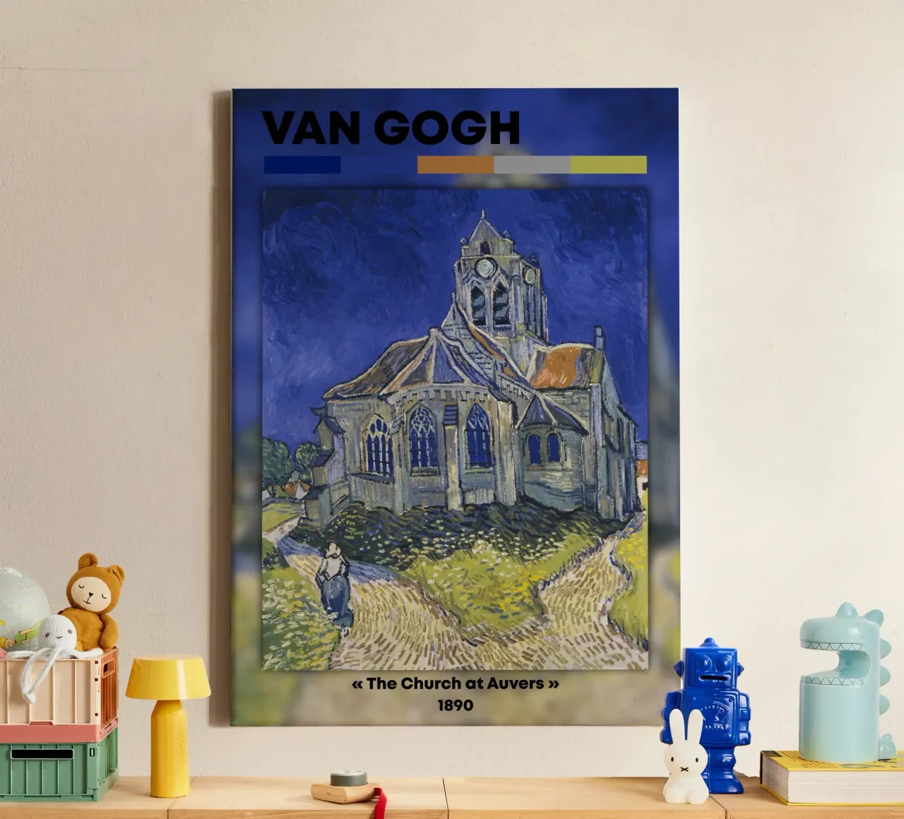 La "Chiesa di Auvers" di Van Gogh: un punto di riferimento del post-impressionismo tela con Cornice a cassetta da NorwesClub