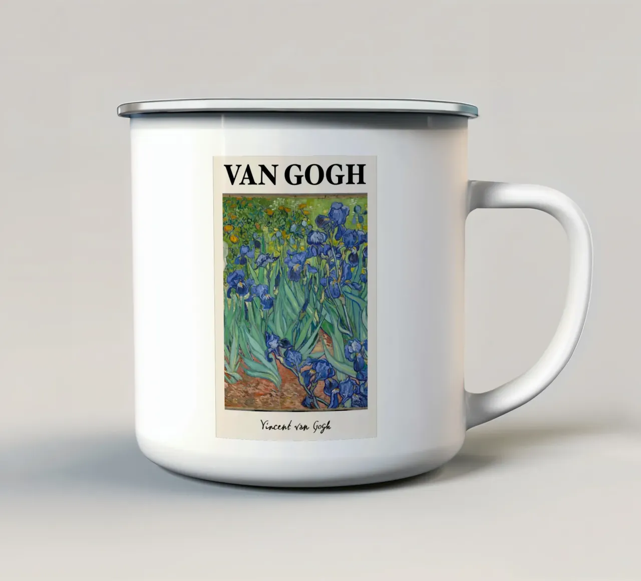 Gli "Iris" di Van Gogh - Vibrante albero floreale post-impressionista tazza in smalto da NorwesClub