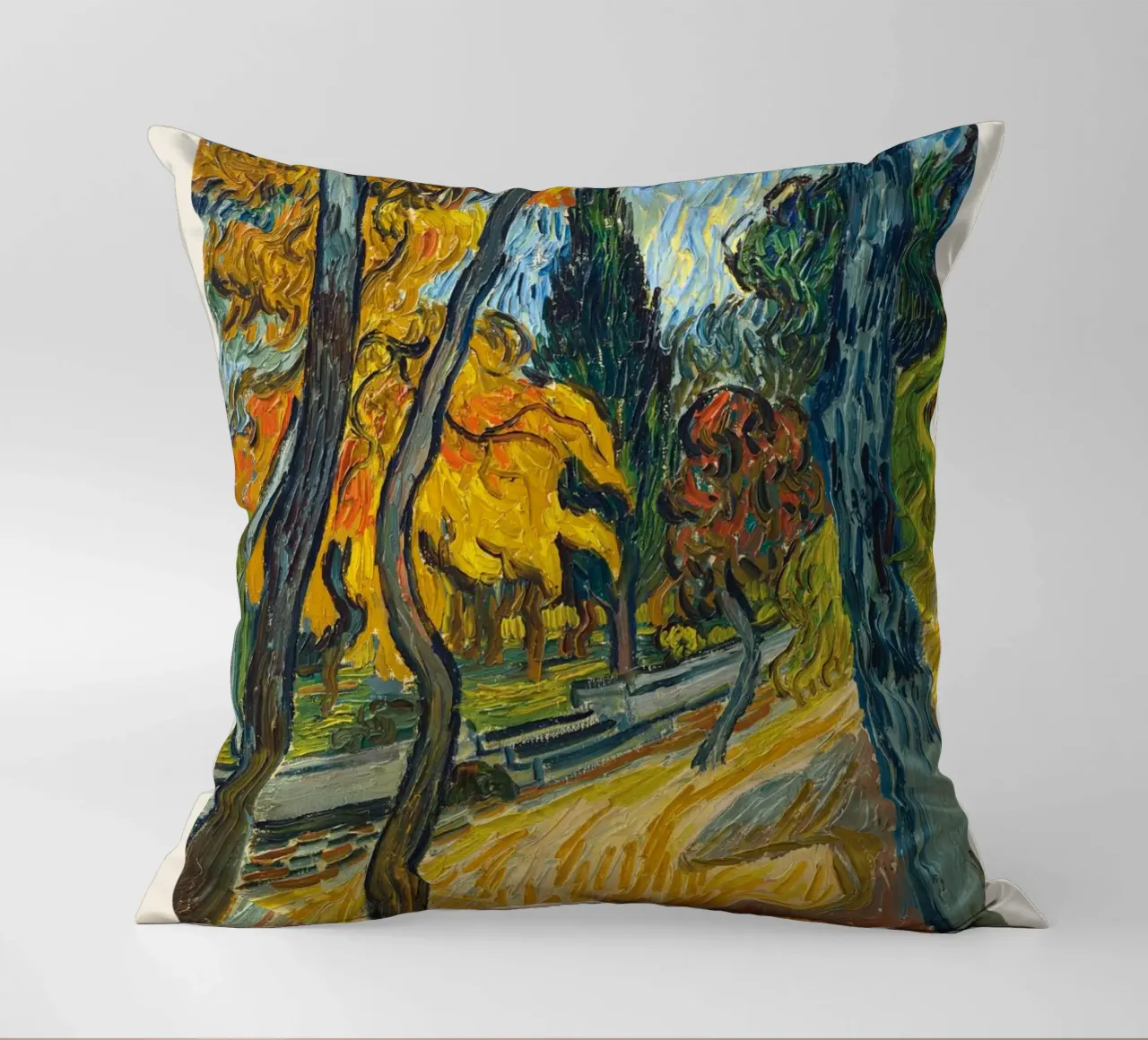 Van Gogh "Trees in the Garden" - Dynamic Post-Impressionist decorative cushion by NorwesClub