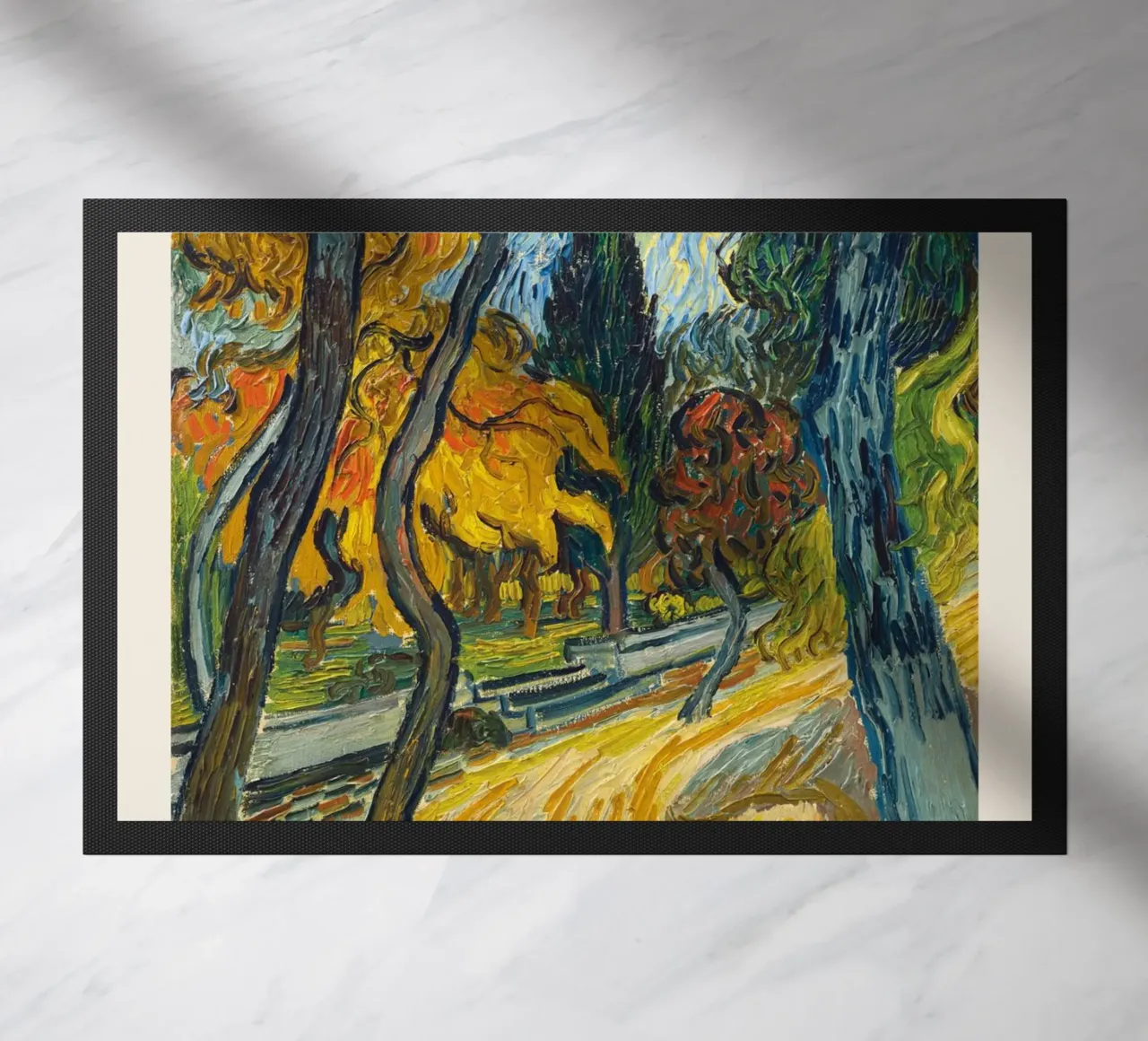 Van Gogh "Trees in the Garden" - Dynamic Post-Impressionist doormat by NorwesClub