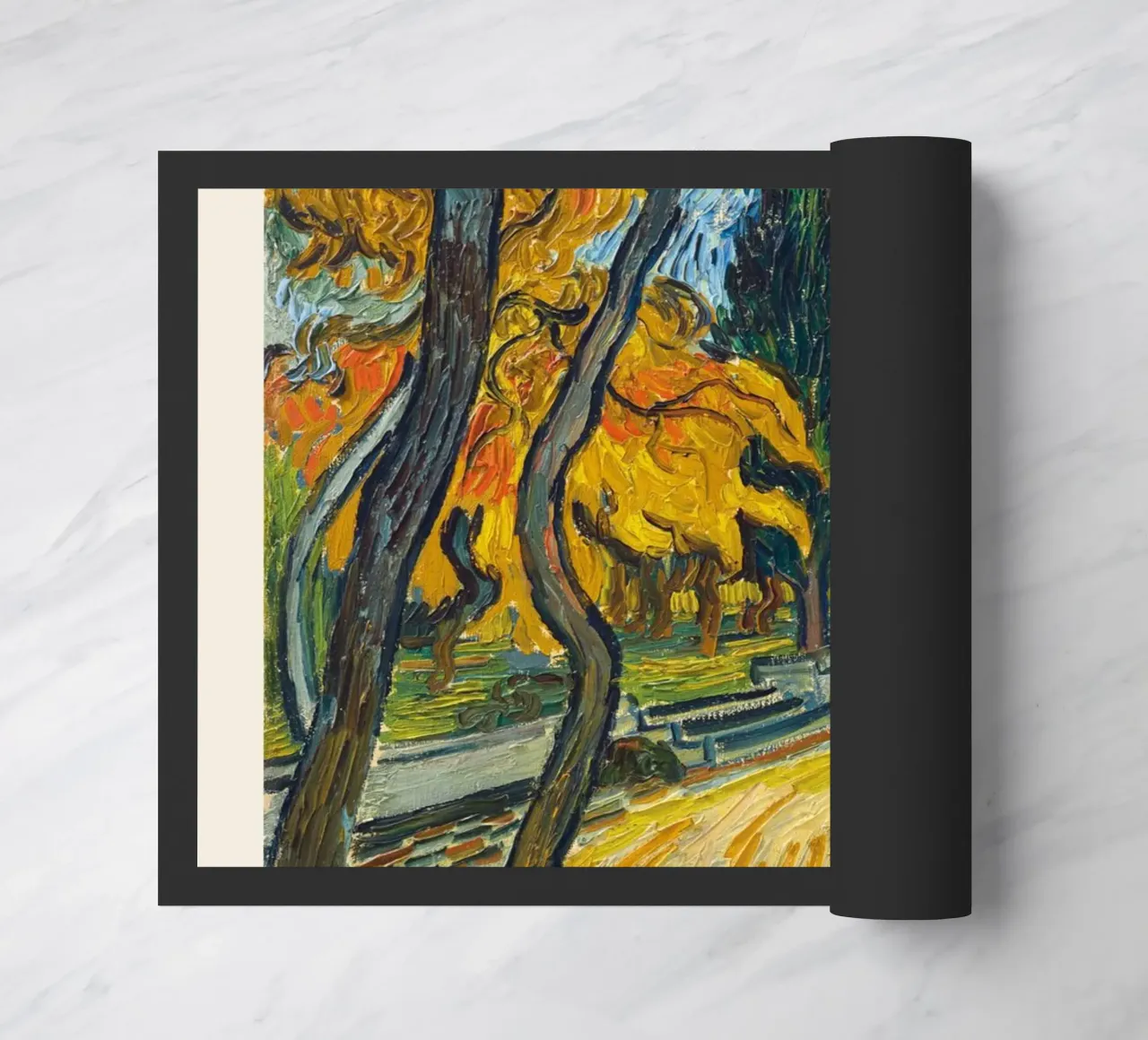 Van Gogh "Trees in the Garden" - Dynamic Post-Impressionist doormat by NorwesClub