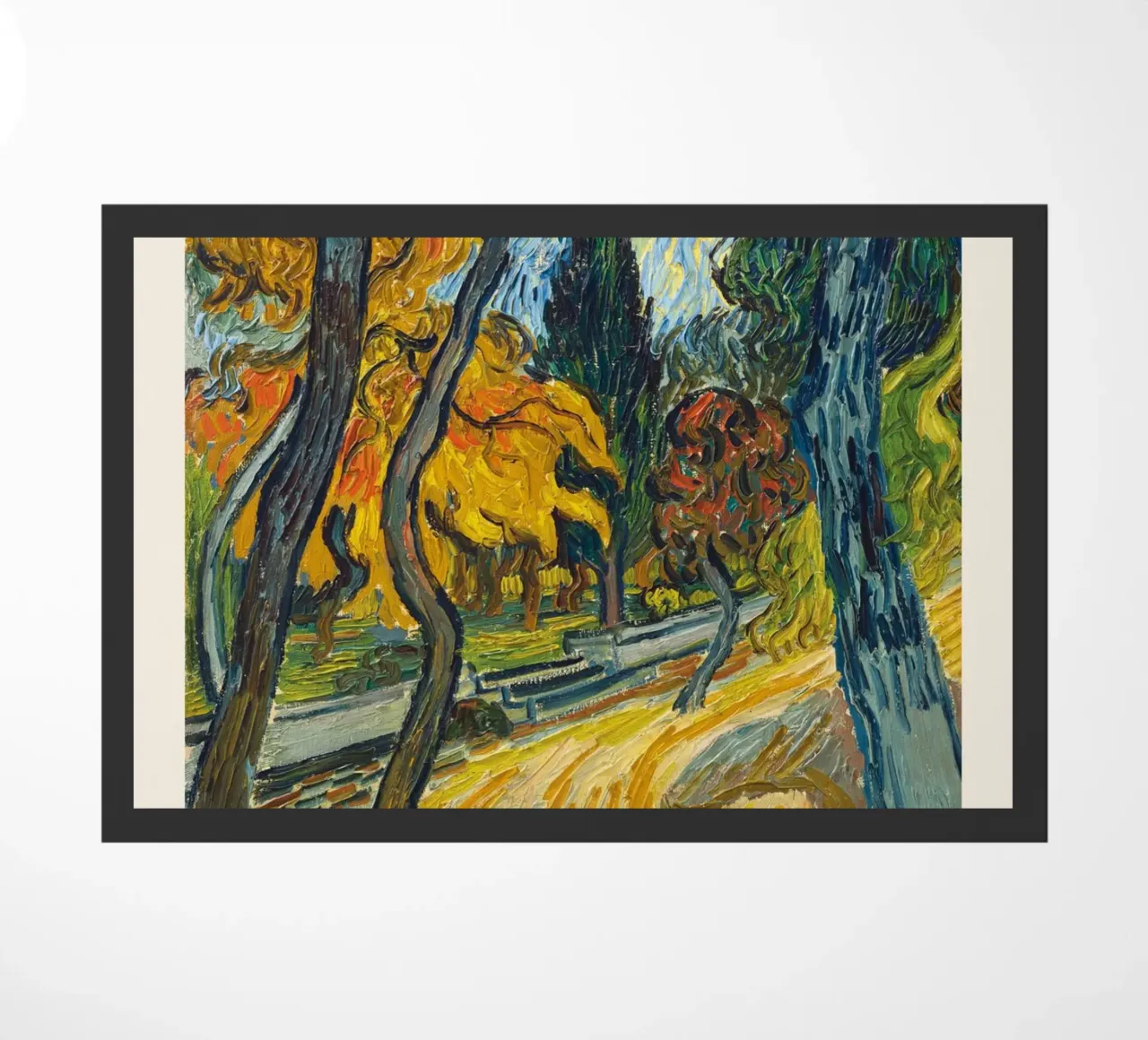 Van Gogh "Trees in the Garden" - Dynamic Post-Impressionist doormat by NorwesClub