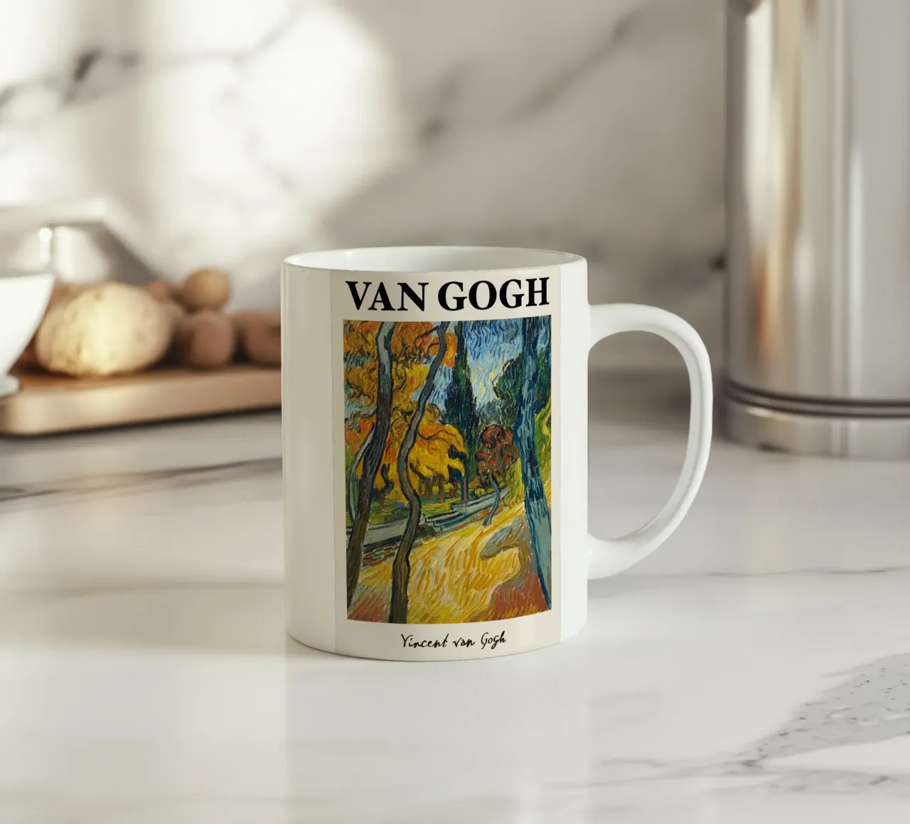 Van Gogh "Bomen in de tuin" - Dynamische post-impressionist keramische mok van NorwesClub