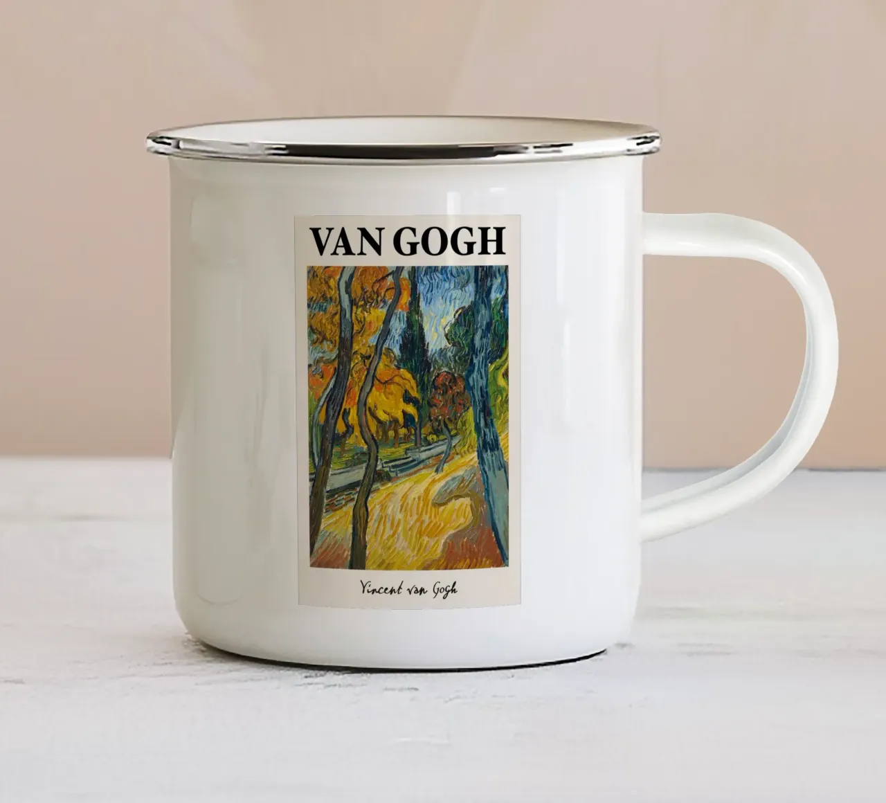 Van Gogh "Alberi in giardino" - Post-impressionista dinamico tazza in smalto da NorwesClub