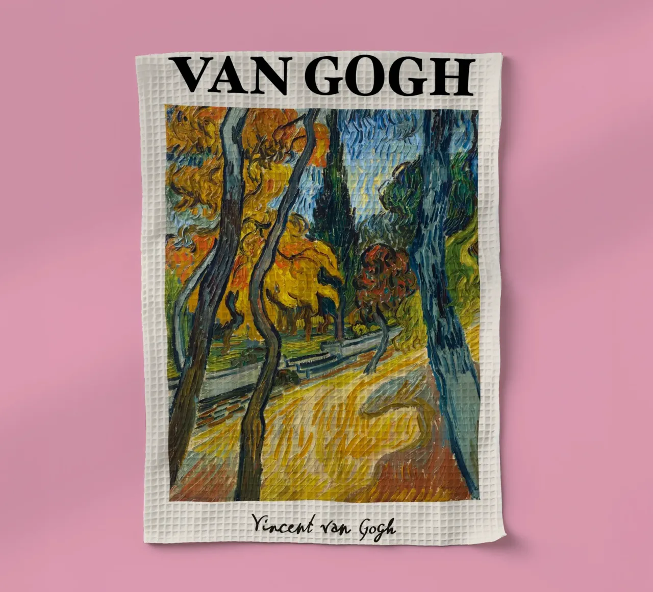 Van Gogh "Trees in the Garden" - Dynamic Post-Impressionist tea towel by NorwesClub